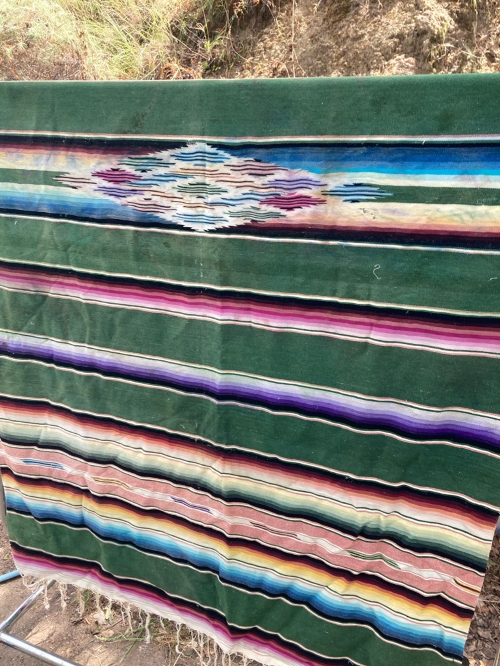 Vintage green Mexican serape